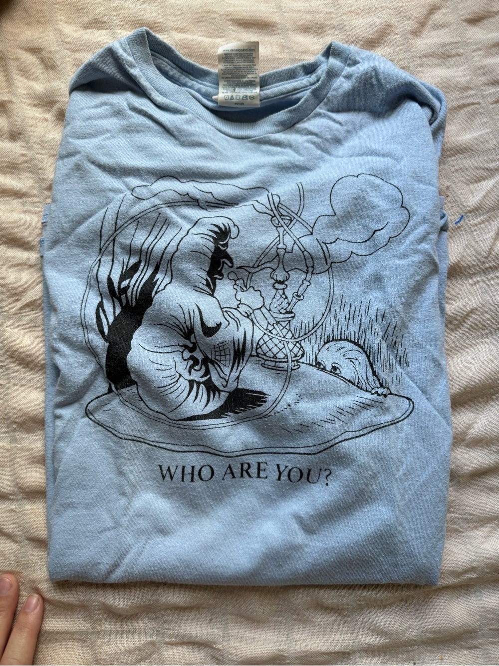 Delta Light Blue Short Sleeve Tee with Black Graphic Trippycore Hippie